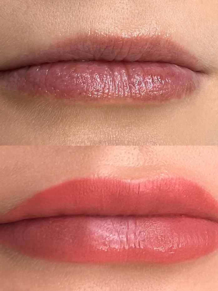 Lip blush before and after at Calypso Beauty, Bellevue / Kirkland