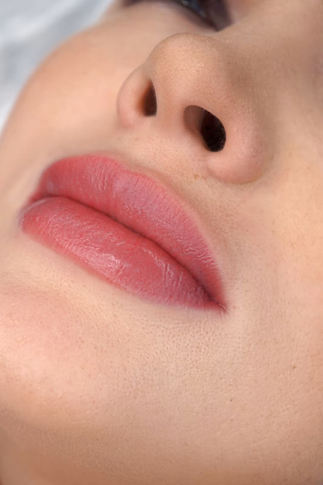 Lip blush healed natural result, permanent lip color