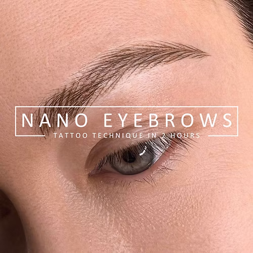 Nano brow permanent makeup lesson, natural hair-stroke eyebrows