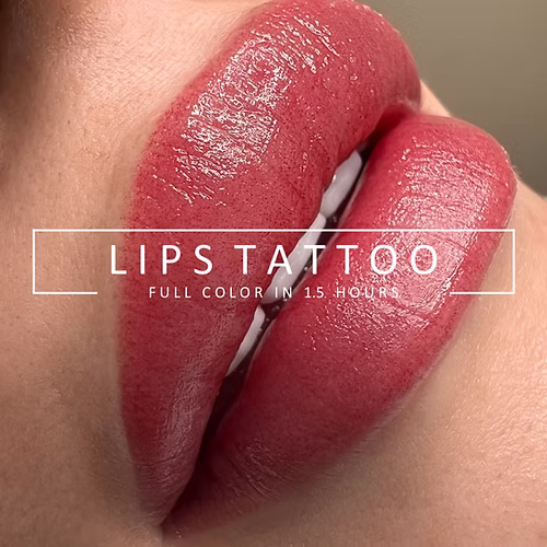 Lip tattoo permanent makeup lesson, full cover and aqua lip color